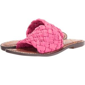 Sam Edelman Women's Griffin Flat Sandal 
Pink Woven Slide Sandals